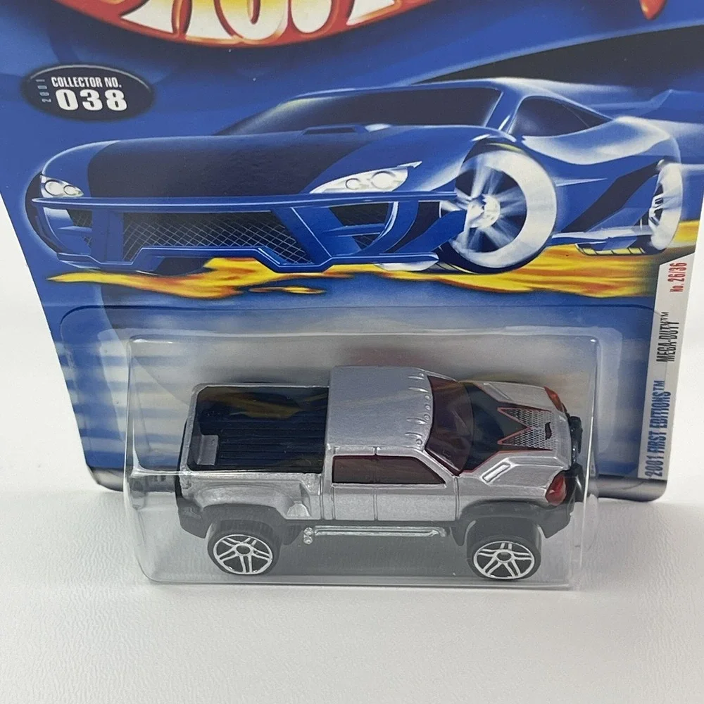 Hot Wheels 2001 First Editions Series Mega Duty #038 Silver Lifted Pick Up Truck
